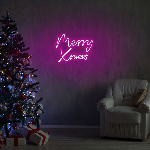 Lampa de perete Merry Christmas, Neon Graph, 43x33x2 cm, roz mezoni.ro