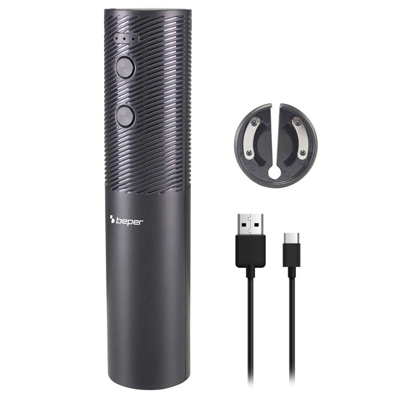 Tirbuson reincarcabil prin USB Beper, ABS, negru - view 3