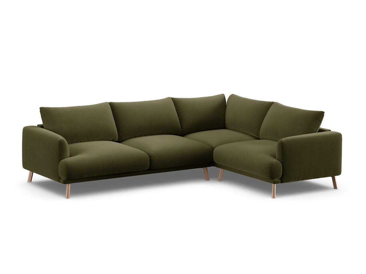 Coltar dreapta 4 locuri, Naomi, Micadoni Home, 280x195x75 cm, catifea, verde — imaginea 2