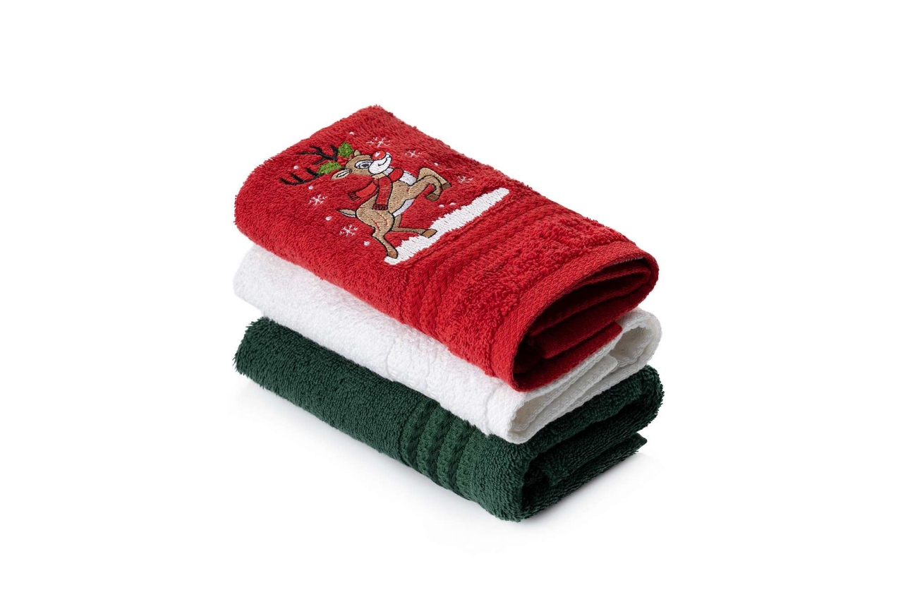 Set prosoape, L'essentiel Maison, Baby Reindeer, Verde / Roșu / Alb - view 5