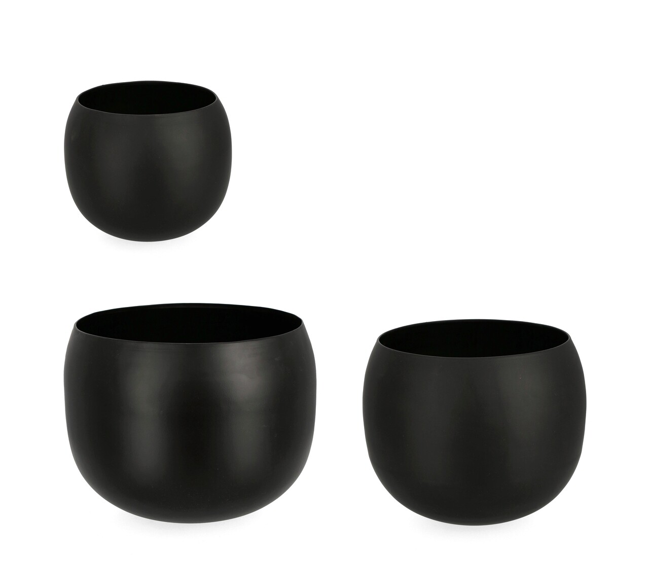 Set 3 ghivece pentru exterior Keyra, Bizzotto, Ø36x28 cm, otel, negru