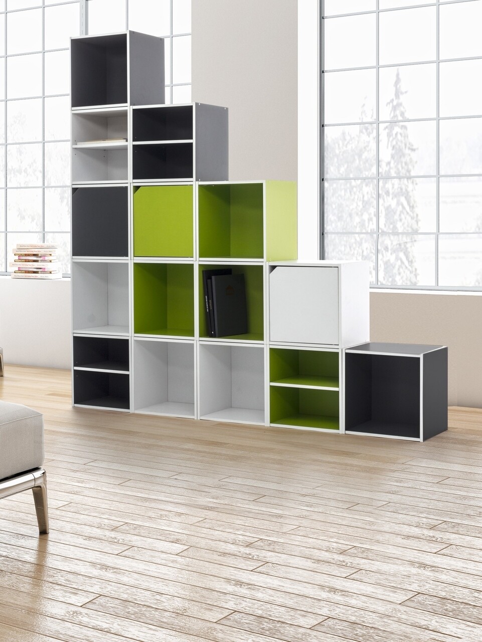 Raft Modular, Composite Cube Shelf, Bizzotto, 35x29.5x35 Cm, PAL Laminat/MDF, Verde