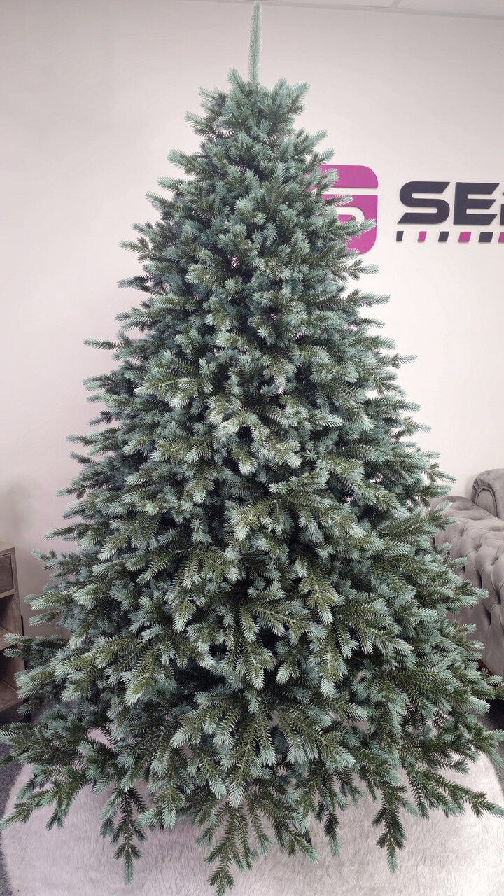 Brad artificial Christmas Deluxe by Sersimo, Alaska Select verde argintiu, integral 3D, 230 cm — imaginea 17
