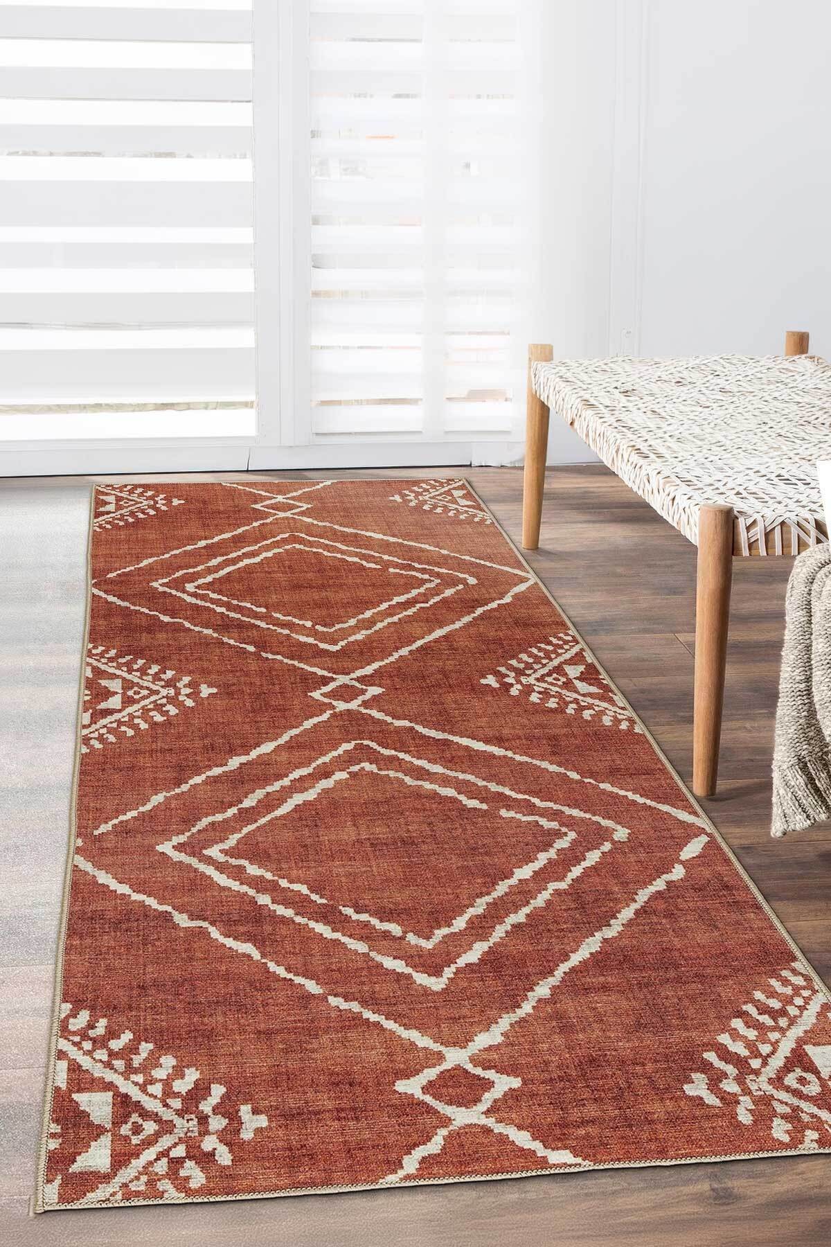 Covor, DC-7277-YOLLUK-151, 80x250 cm, Poliester, Caramiziu