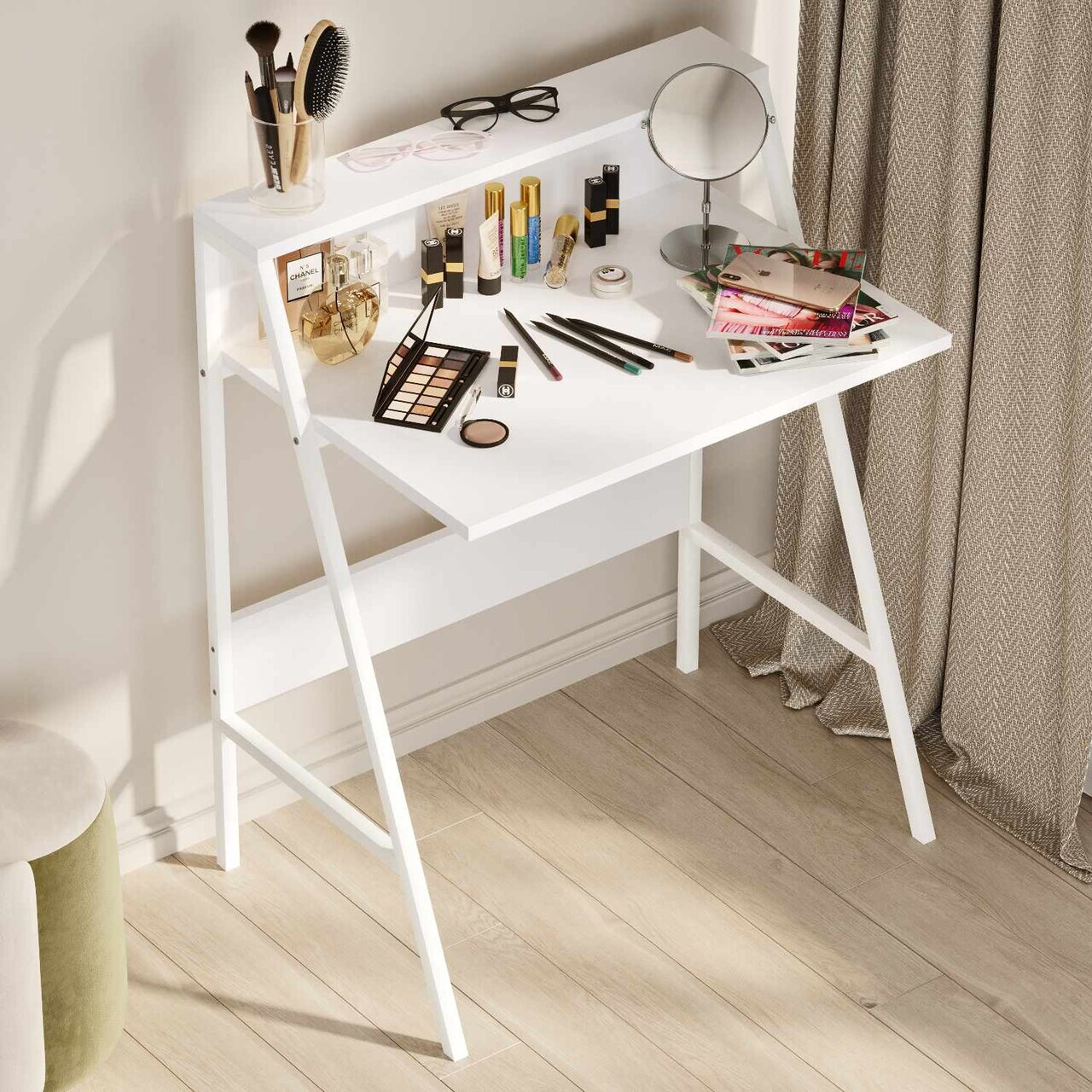 Birou Hanah Home Piano 74x92x48 cm PAL Alb