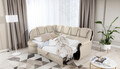 Coltar extensibil stanga 3 locuri ELTAP, L-055, Lord, 243x180x112 cm, lemn/poliester, crem/negru