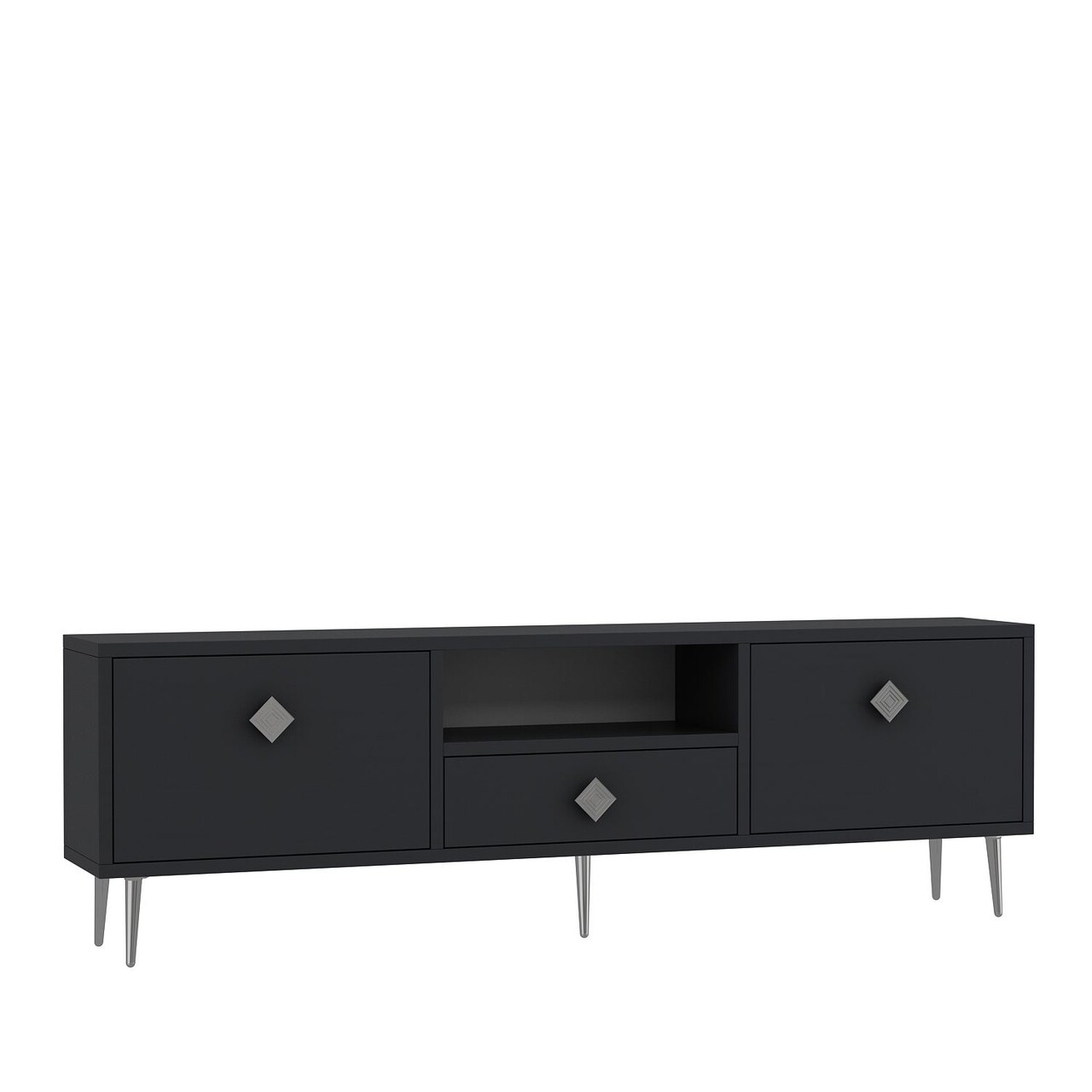 Comoda TV, Hanah Home, 1308-DROP-1, 140x45x30 cm, PAL , Antracit / Argintiu - view 4