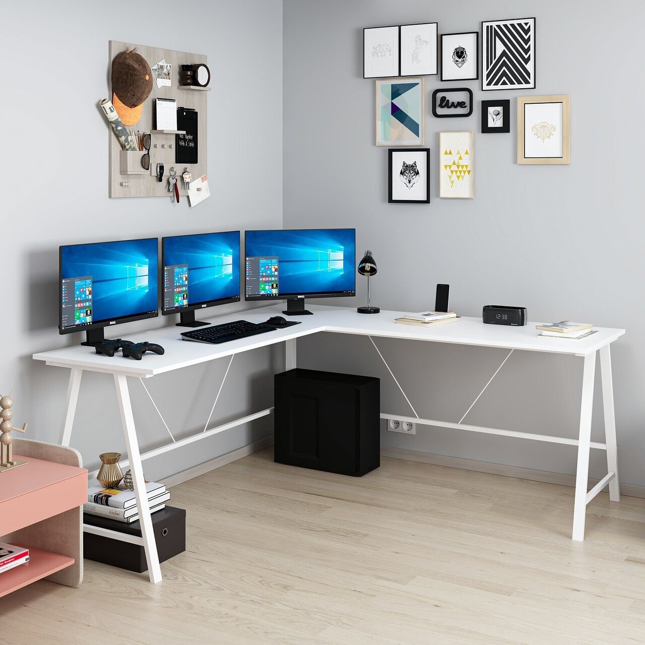 Birou, Minerva, Team L, 180x76x60 cm, PAL, Alb - 2 | YEO