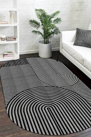 Covor, CLR-7188-Gri-Oval-32, 160x300 cm, Poliester, Gri