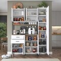 Dulap multifunctional, Hanah Home, JE266, 160x218.6x45 cm, Alb/Maro