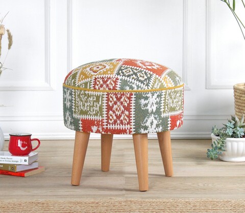 Taburet, Atelier del Sofa, 209FLF1421, 50% bumbac, 50% in, Alb