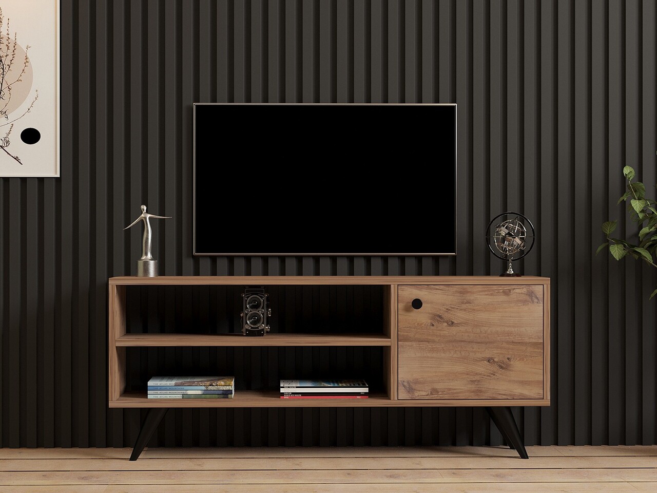 Comoda TV, Puqa Design, Jena, 120x50x29 cm, PAL, Maro - 1 | YEO
