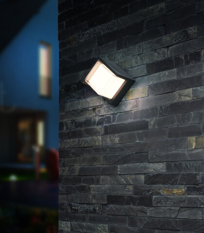 Aplica de perete pentru exterior Puno, RL, 15x10x15 cm, 8W, 1x SMD, plastic, negru mat