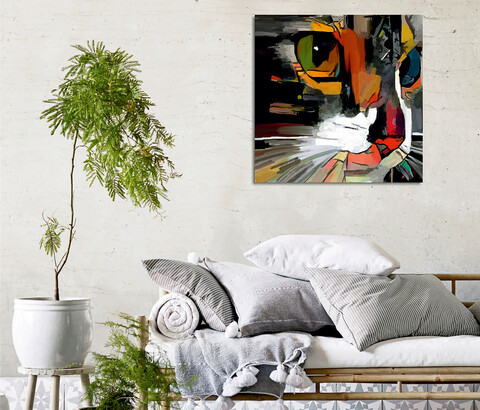 Tablou decorativ, kc400, 60% bumbac/40% poliester, rama de lemn, multicolor