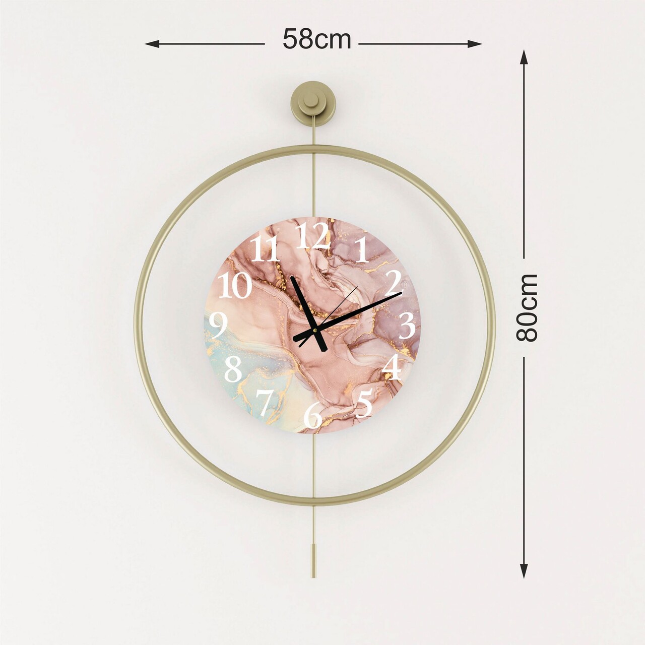 Ceas de perete, Mclock-00116, Lățime: 58 cm Înălțime: 80 cm Adâncime: 7 cm, Auriu - view 4