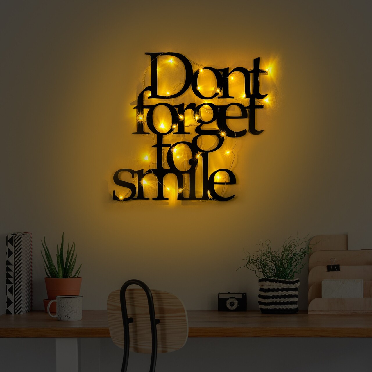 Decoratiune de perete, Dont Forget To Smile 183, Dimensiune: 67 x 70 cm, Negru - view 3