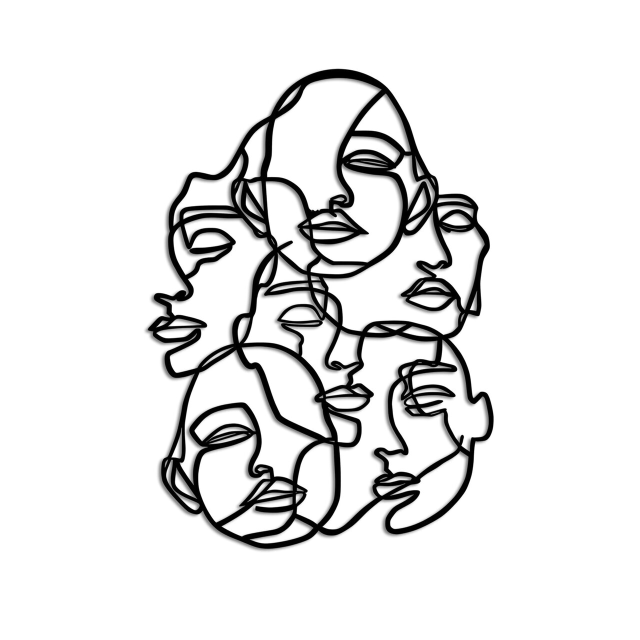 Decoratiune de perete, Faces v2, Dimensiune: 70 x 50 cm, Negru — imaginea 5