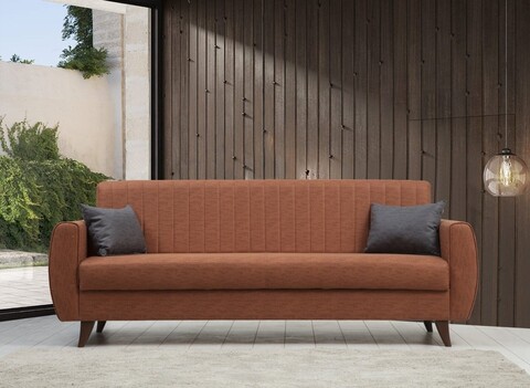 Canapea extensibila cu 3 locuri, Misty, 730MST1203, Cadru: METAL/LEMN, Caramiziu