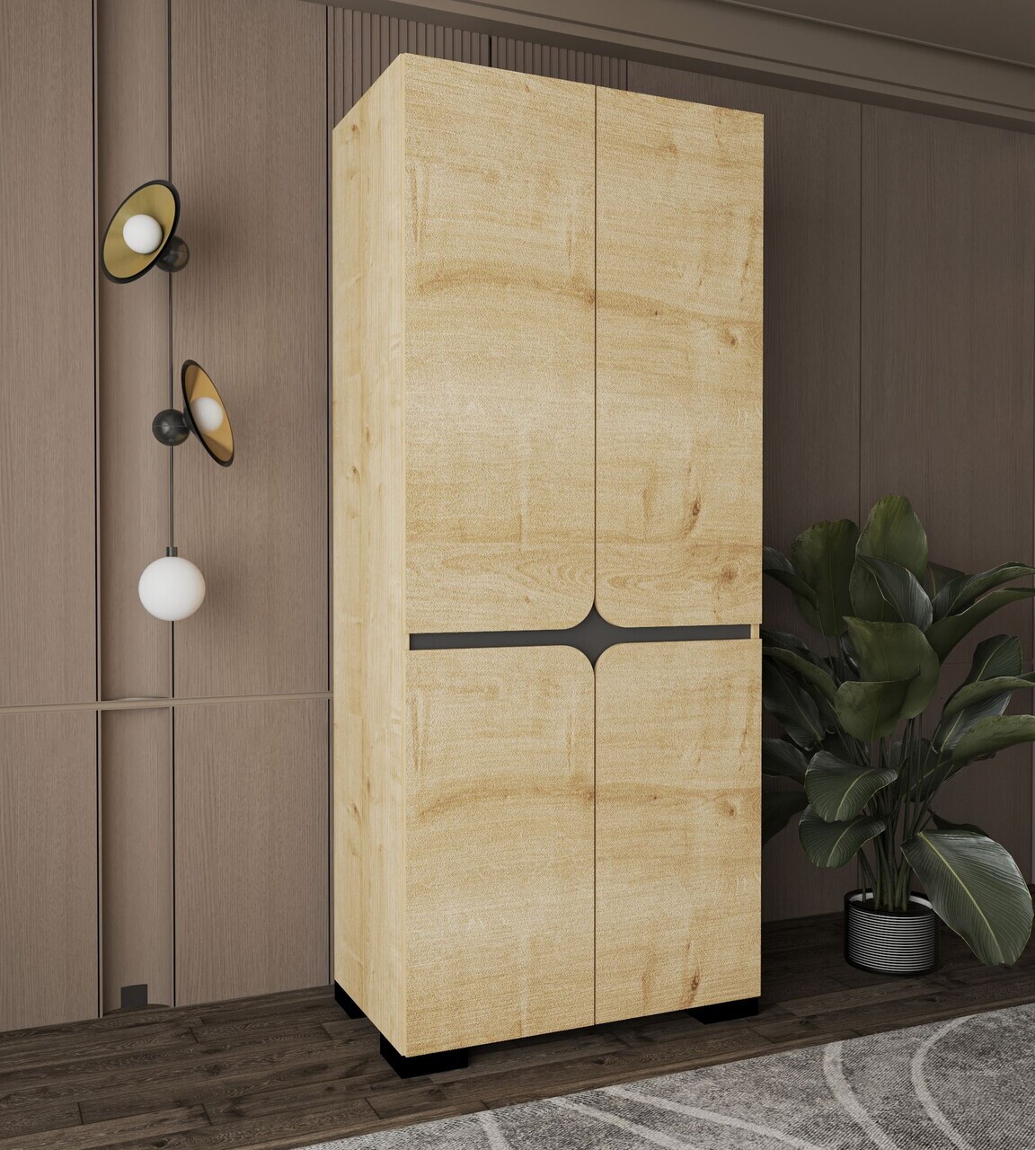 Dulap pentru haine, Hanah Home, Floransa Star 90, 90x210x52 cm, PAL MELAMINAT, Maro — imaginea 2