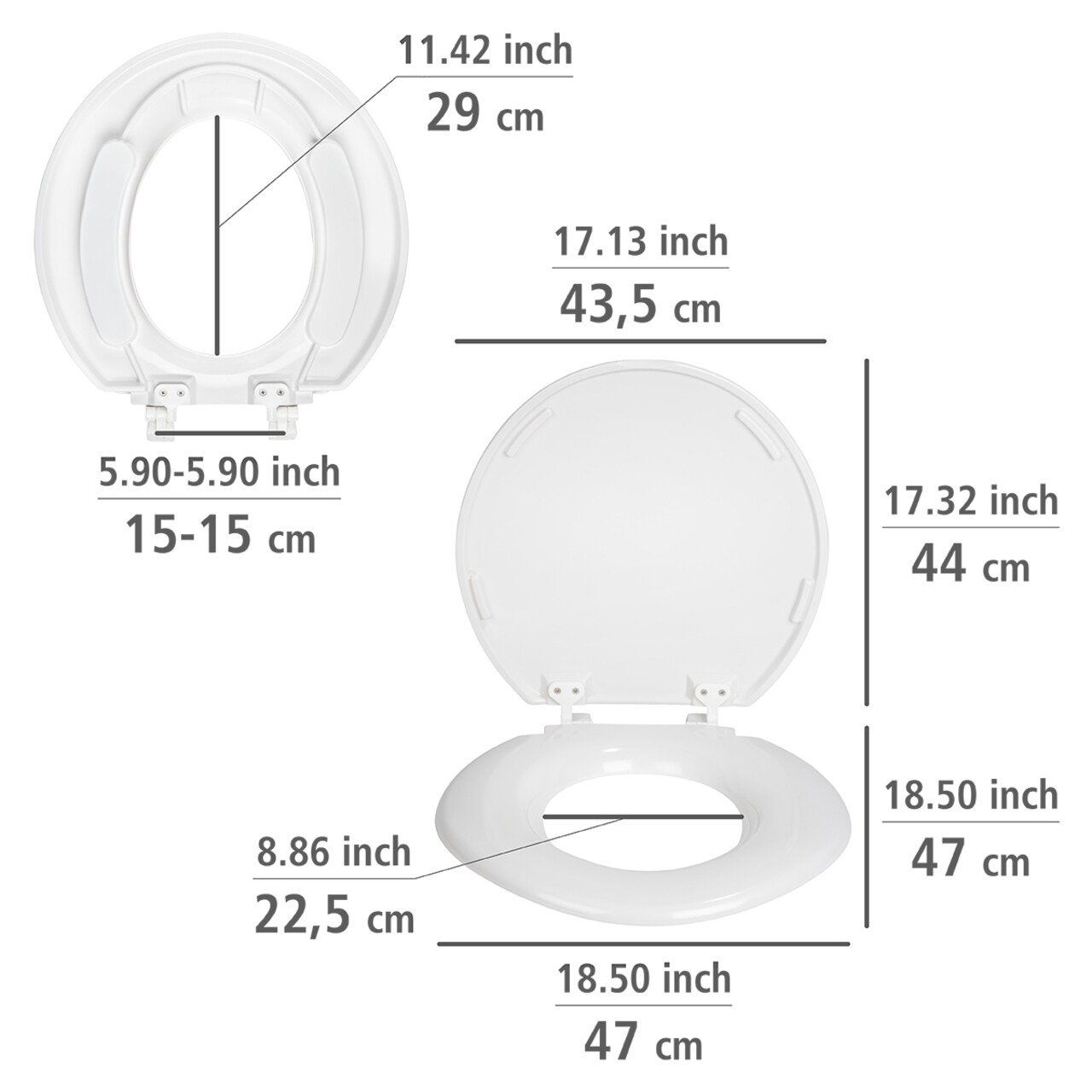Capac de toaleta, Wenko, Torino XXL, 44 x 43.5 cm, duroplast, alb - 1 | YEO