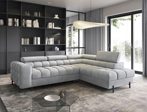 Coltar extensibil dreapta 5 locuri ELTAP, RT-05PA, Ferucce, 276x200x93 cm, lemn/poliester, gri deschis