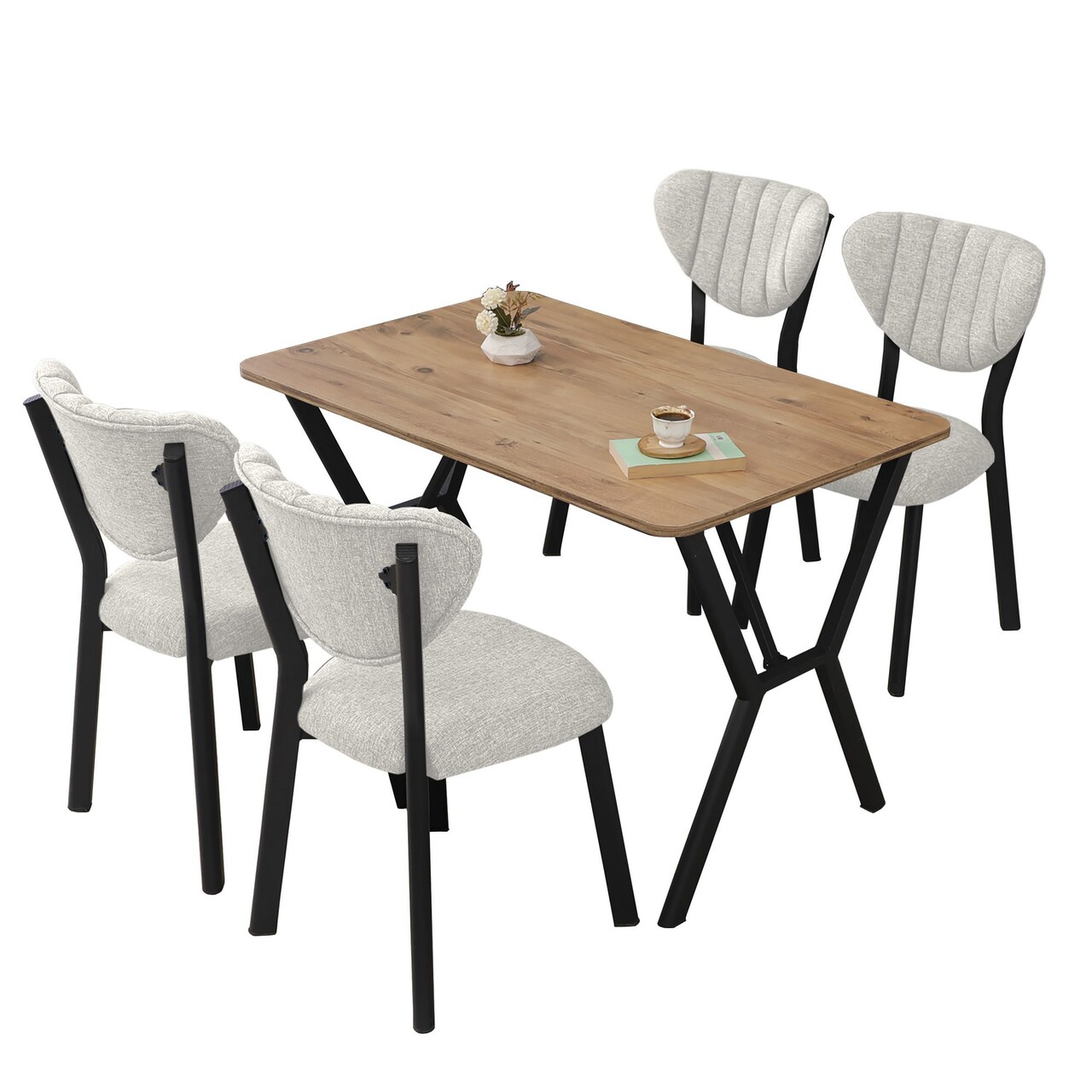 Set masa extensibila si scaune, Hanah Home, Elma, Crema/Nuca - view 3