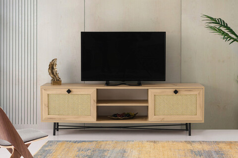 Comoda TV, Kalune Design, Begonya 180, 180x60x40cm, Stejar / Negru