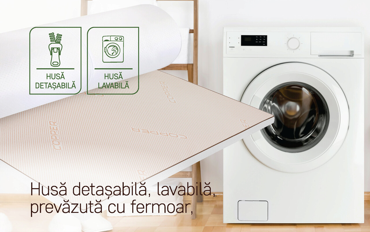 Topper Saltea Copper Dual Confort Memory 7 Zone, 180x200 Cm