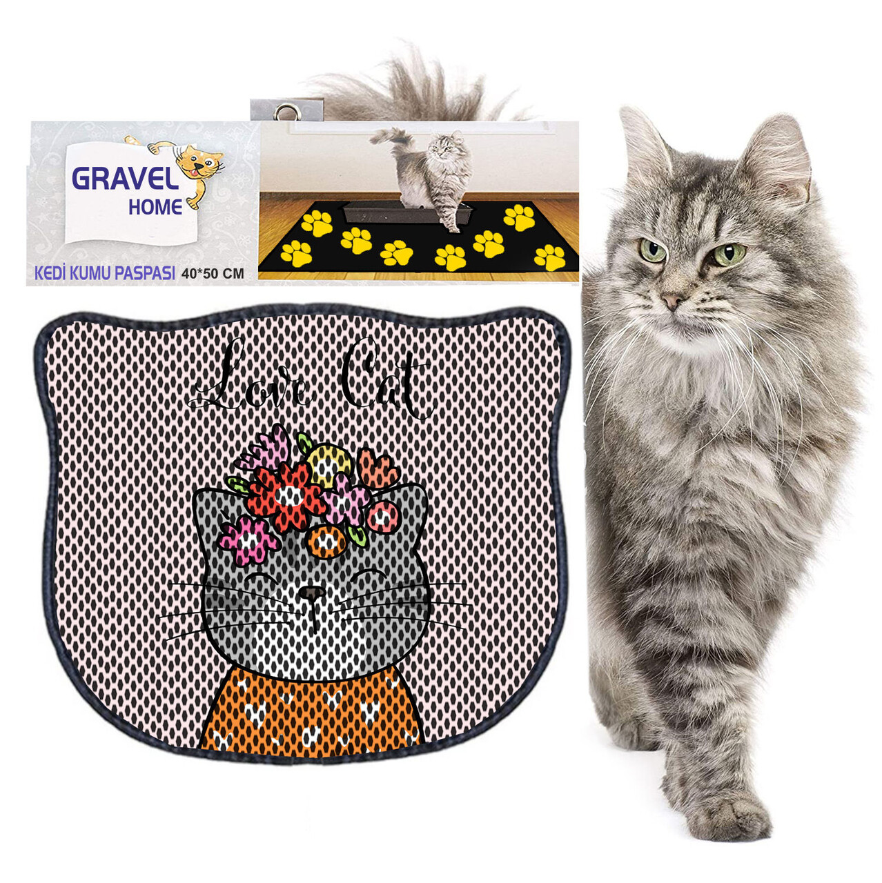Covoras litiera pentru colectarea granulelor de nisip, Paws &amp; Whiskers, Kdkafa0159, 50% PVC/50% poliester, Multicolor - view 2