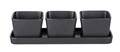 Set 3 boluri servire cu suport, Wenko, Snack & Dip, 300 ml, ceramica, negru