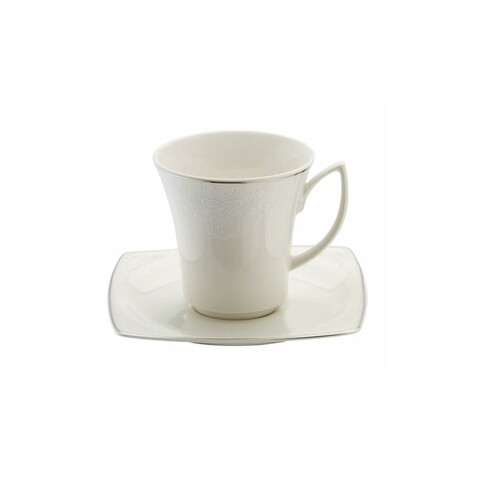 Set 6 cesti + 6 farfurii, kutahya porselen, bnmr12kt430955920, portelan, alb/arginitiu