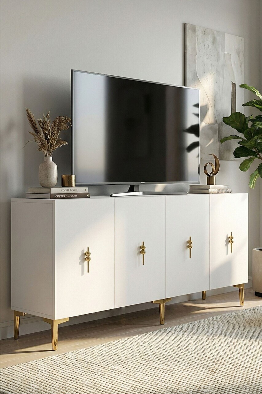Consola, Hanah Home, Salkım 150, 125x75x32 cm, Alb/Auriu — imaginea 3