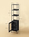 Corp biblioteca, Vasagle, Slim Rattan-Like, 40x30x174.7 cm, otel/PAL/ratan sintetic, negru mat