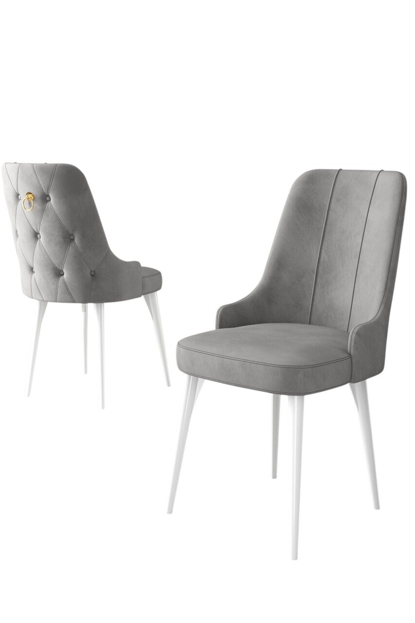 Set scaune 6 piese, Hanah Home, Enoa, Gri/Alb — imaginea 2