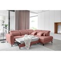 Coltar extensibil dreapta 4 locuri ELTAP, RT-24NU, Noble, 255x201x100 cm, lemn/poliester, roz
