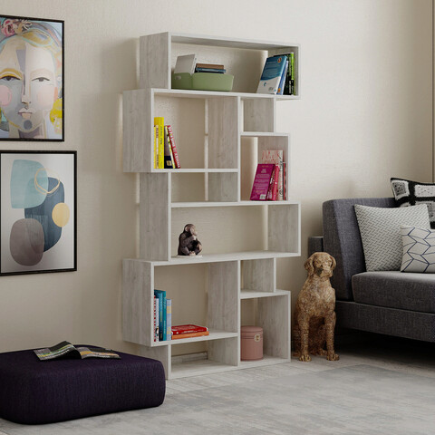 Corp biblioteca, decortie, karmato, 96x168.5x25.5 cm, alb