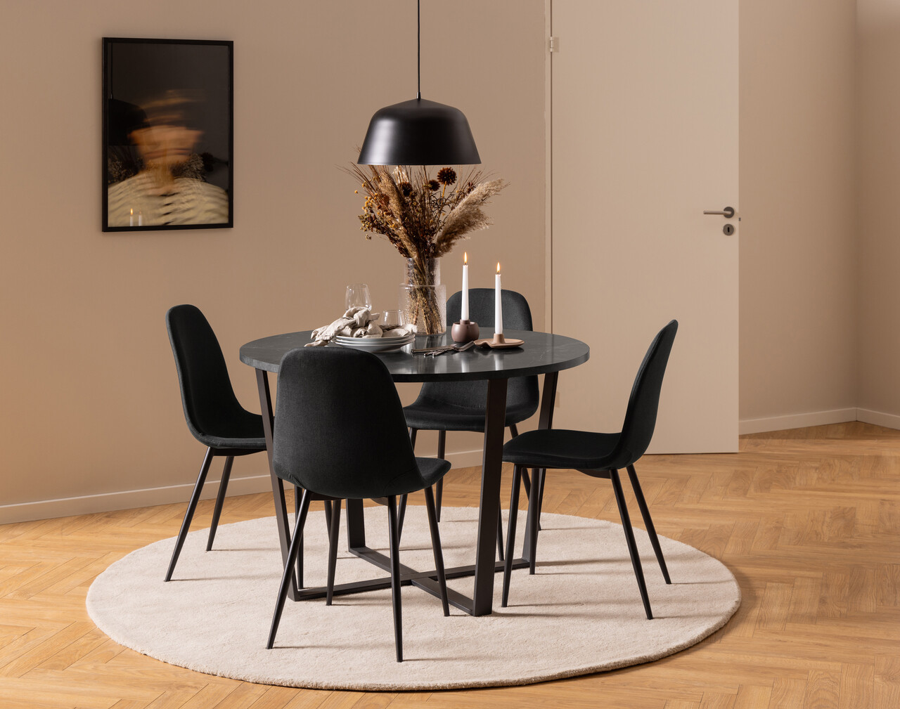 Scaun Celia, Actona, 44x54x86 cm, poliester/otel, negru - view 6