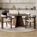 Set masa si scaune (5 piese), Nordure, Monroe 4, Nuc Venezia / Nuc Închis / Alb