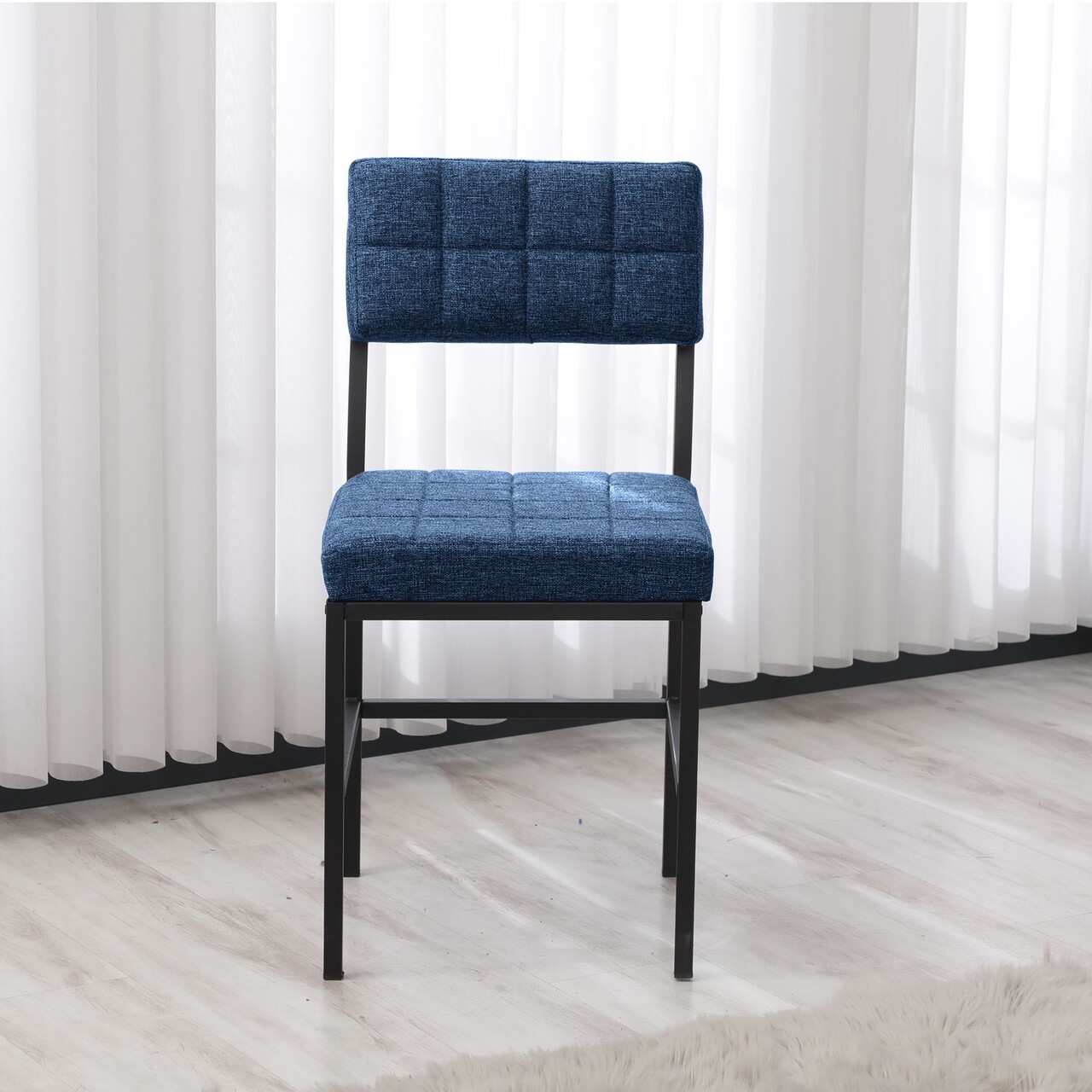 Scaun, Hanah Home, Dubai, 40x82x40 cm, Albastru navy - view 2