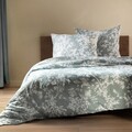 Lenjerie de pat King Size, Laura, Homla, 3 piese, 200x220 cm, microfibra din poliester, albastru/alb