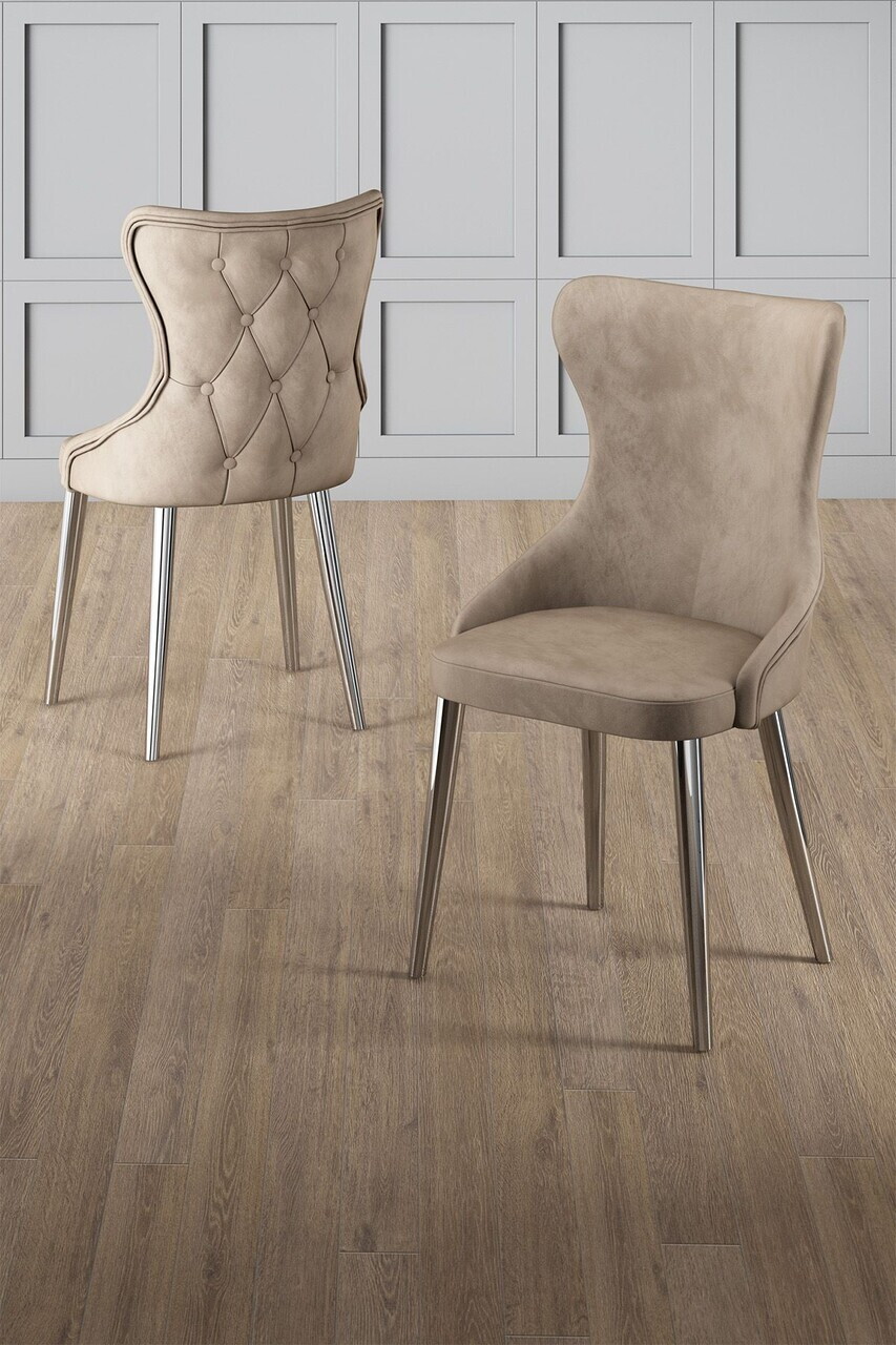Set scaune 2 piese, Hanah Home, Alpa, Cappuccino / Chrome