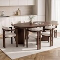 Set masa extensibila si scaune (7 piese), Nordure, Aleria 6, Nuc Milano / Nuc Închis / Alb