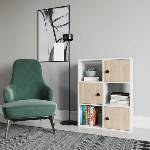Corp biblioteca, retricy, tilton, 72x25x93 cm, pal, stejar alb