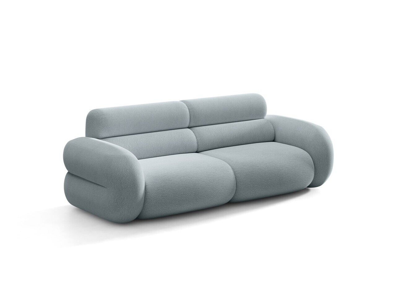 Canapea 3 locuri, Neo, Micadoni Home, 220x100x83 cm, tesatura Boucle, albastru deschis — imaginea 6