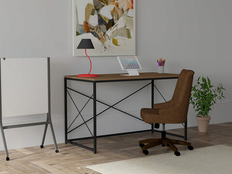 Birou, puqa design, work, 121x72x60 cm, pal, nuc / negru