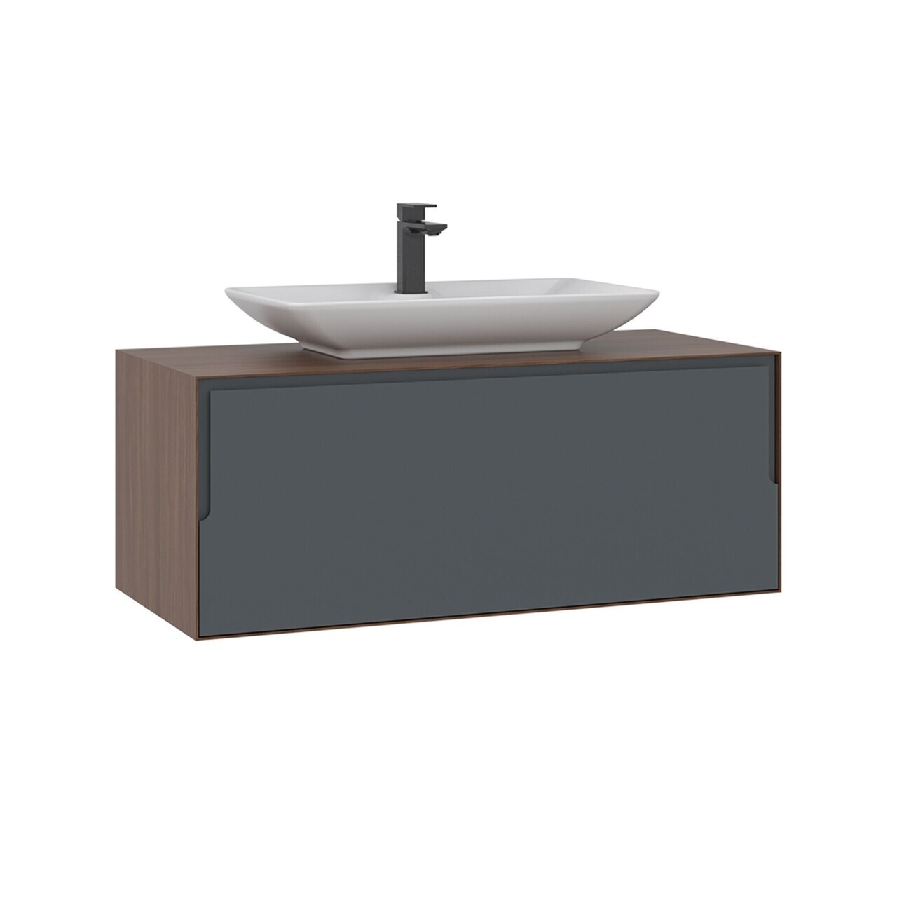 Dulap de baie cu chiuvetă, Hanah Home, Craft 100, Nuc / Antracit — imaginea 5