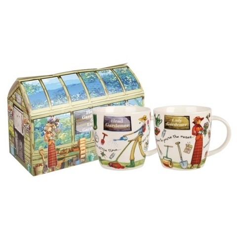 Set 2 cani in cutie cadou, The Gardeners, Churchill, portelan chinezesc Fine China, 400 ml
