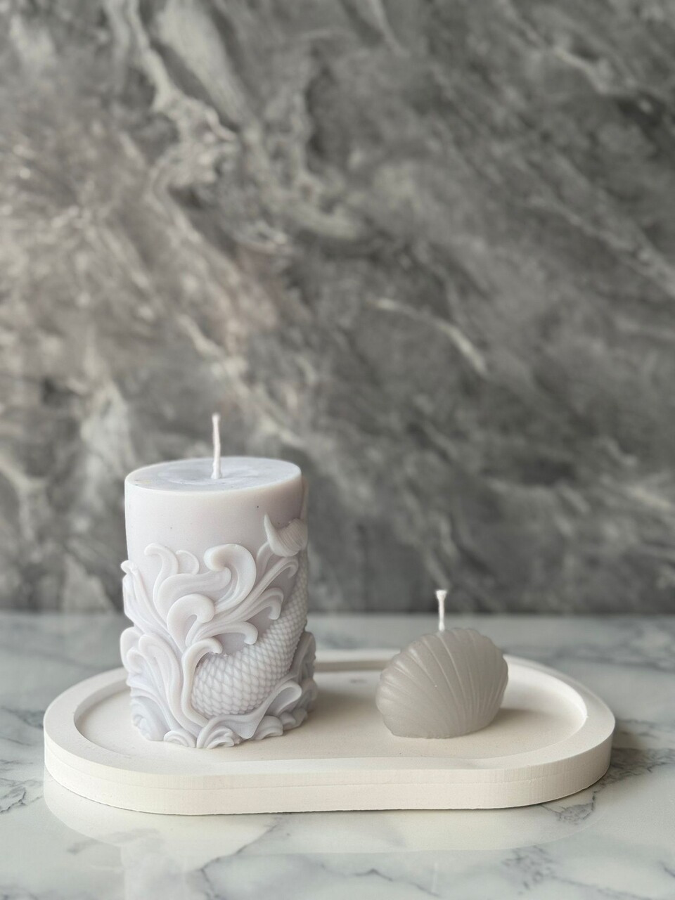 Set de lumanari, Glamour Candle 40ST, Beton, Gri/Alb - view 2