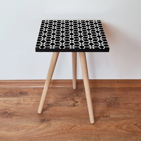 Masuta, Leona, Shp395, 35x42x35 cm, Alb/Negru