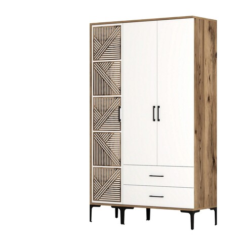 Dulap pentru haine, Hommy Craft, Kumsal PT, 120x47.5x201.4 cm, PAL, Nuc/Alb
